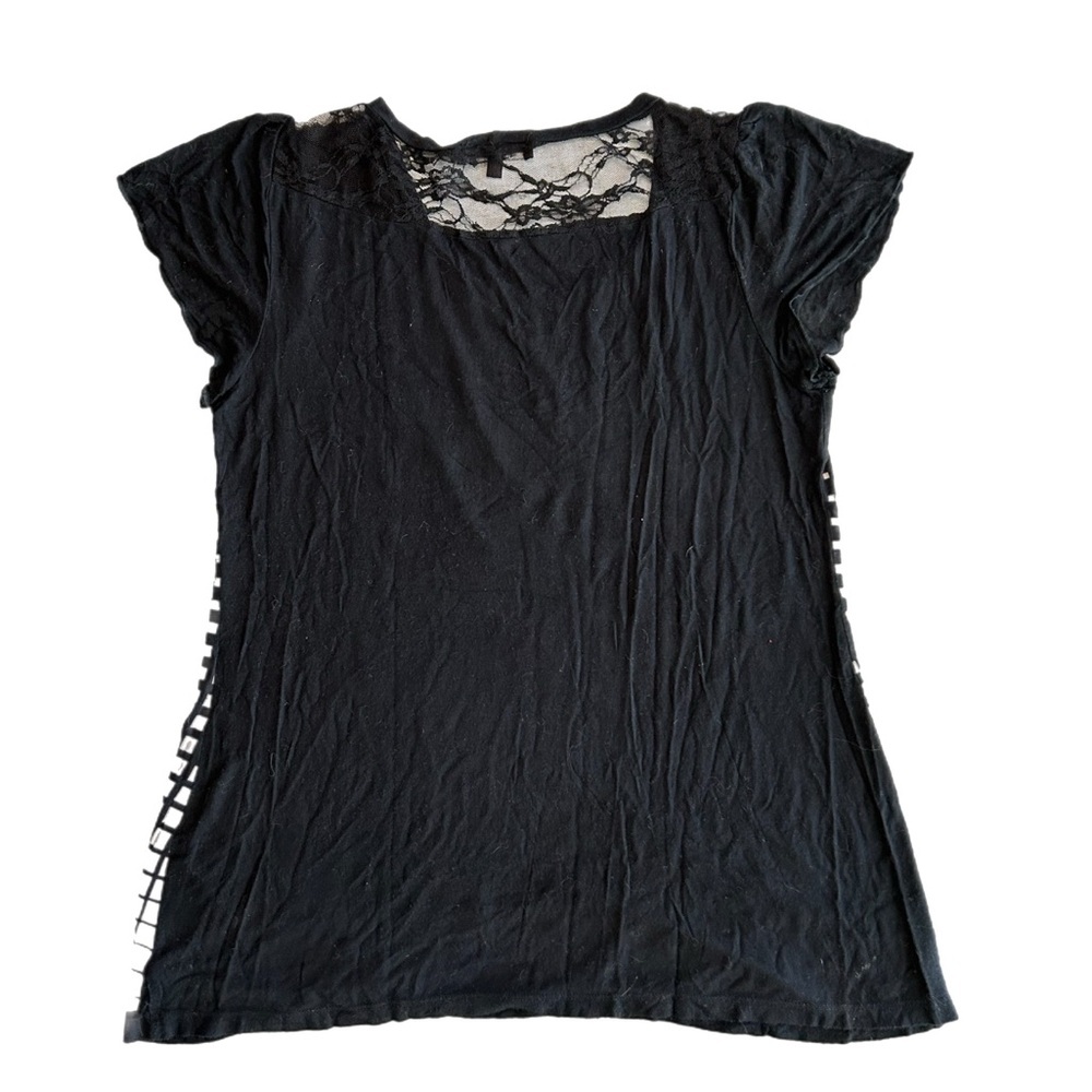 B.L.E.U. Black and Cream Ombre Studded Scoop Neck Tee - Picture 4 of 6
